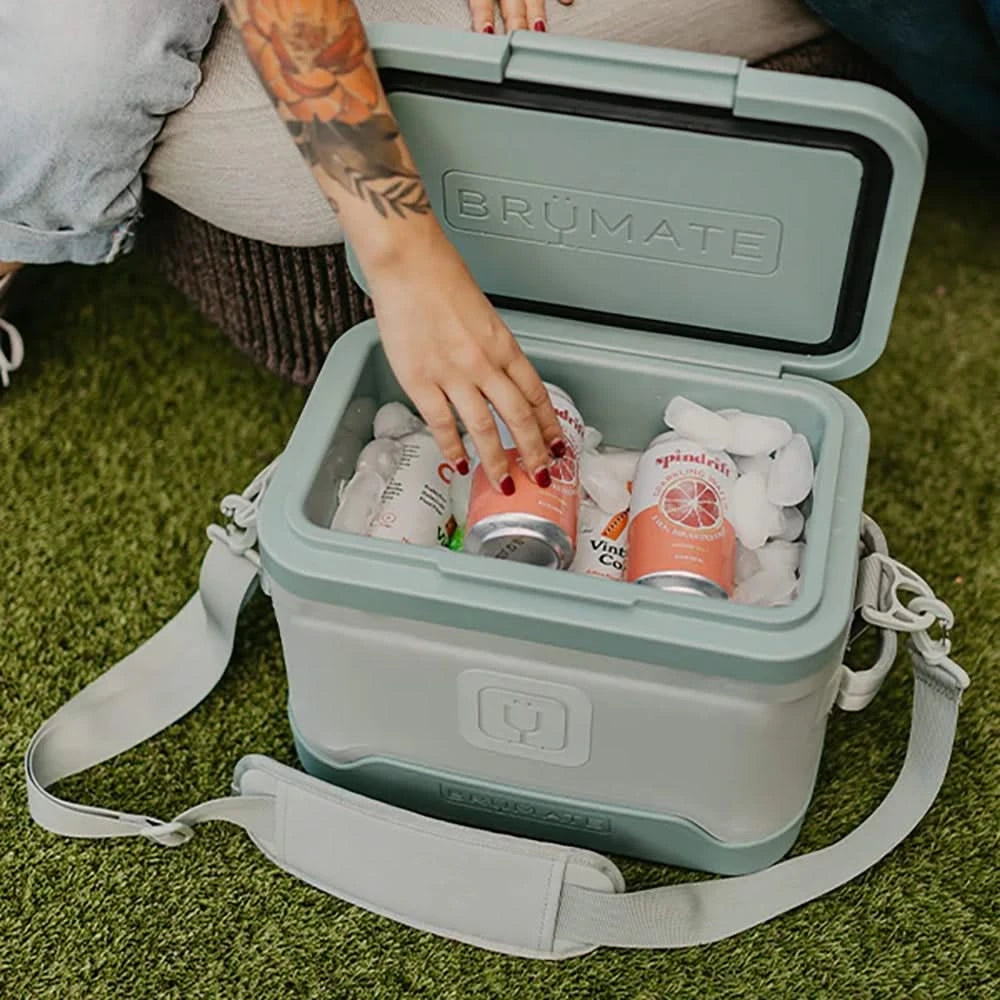 Brümate soft cooler in use with ice and drinks inside – lifestyle image