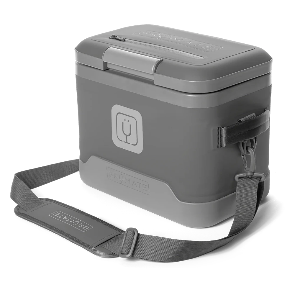 Gray Brümate MagPack 12-Can Soft Cooler with shoulder strap – front view