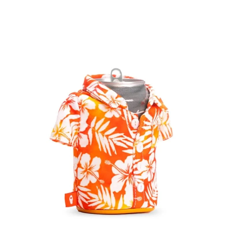 Aloha hawaiian shirt drink cooler, 12oz can, front view