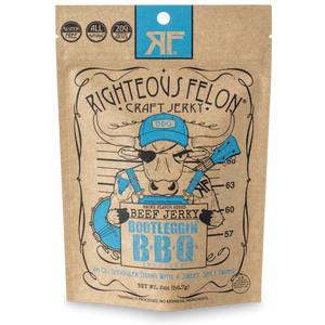 Righteous Felon Baby Blues / Bootlegging BBG Beef Jerky in 2oz Pouch,  Front View