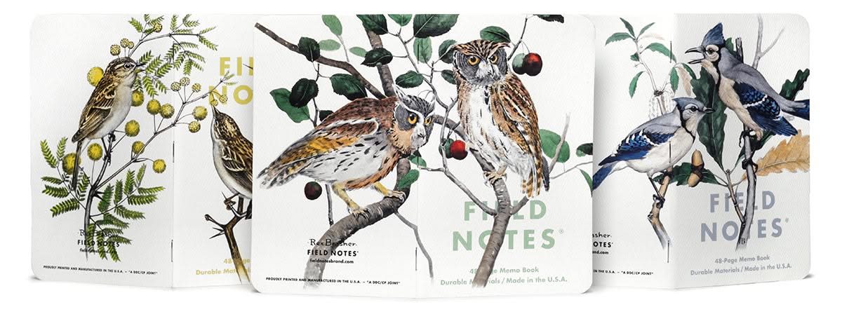 FIELD NOTES Birds & Trees of North America series of notebooks.  3 sets of 3 different bird covers.  Set "A" shown