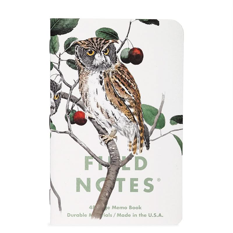 FIELD NOTES Birds & Trees of North America series of notebooks.  set "A" Screech owl shown