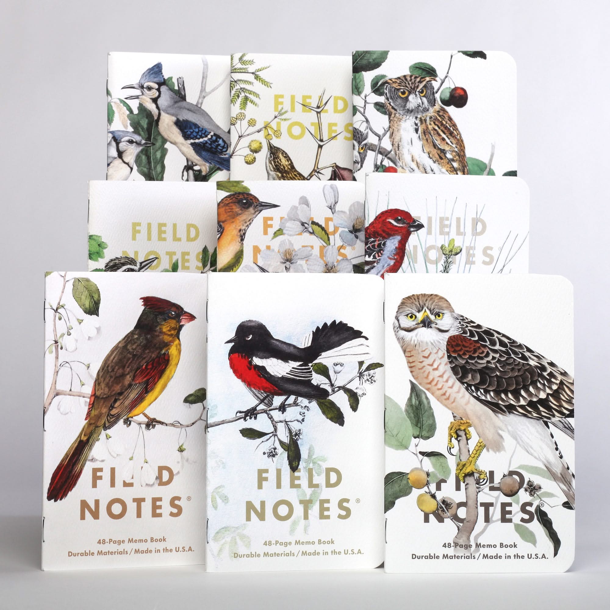 FIELD NOTES Birds & Trees of North America series of notebooks.  3 sets of 3 different bird covers.  All covers shown