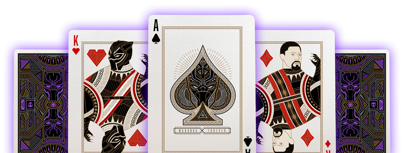 Black Panther Playing cards showing card faces and backs