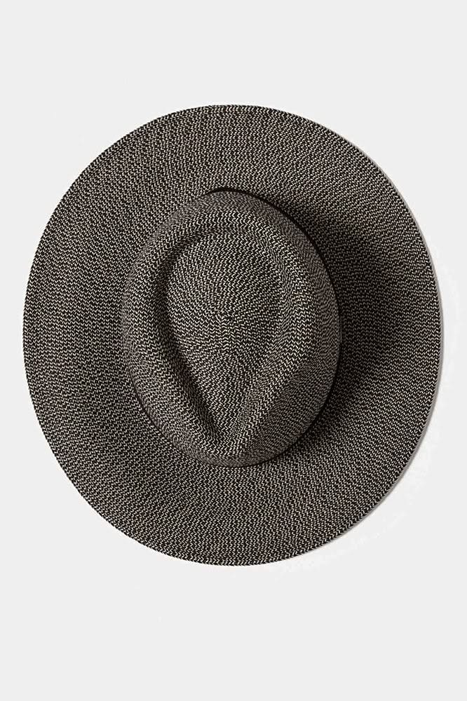 Top view of Carolina Straw Travel Hat highlighting downtick brim and woven straw