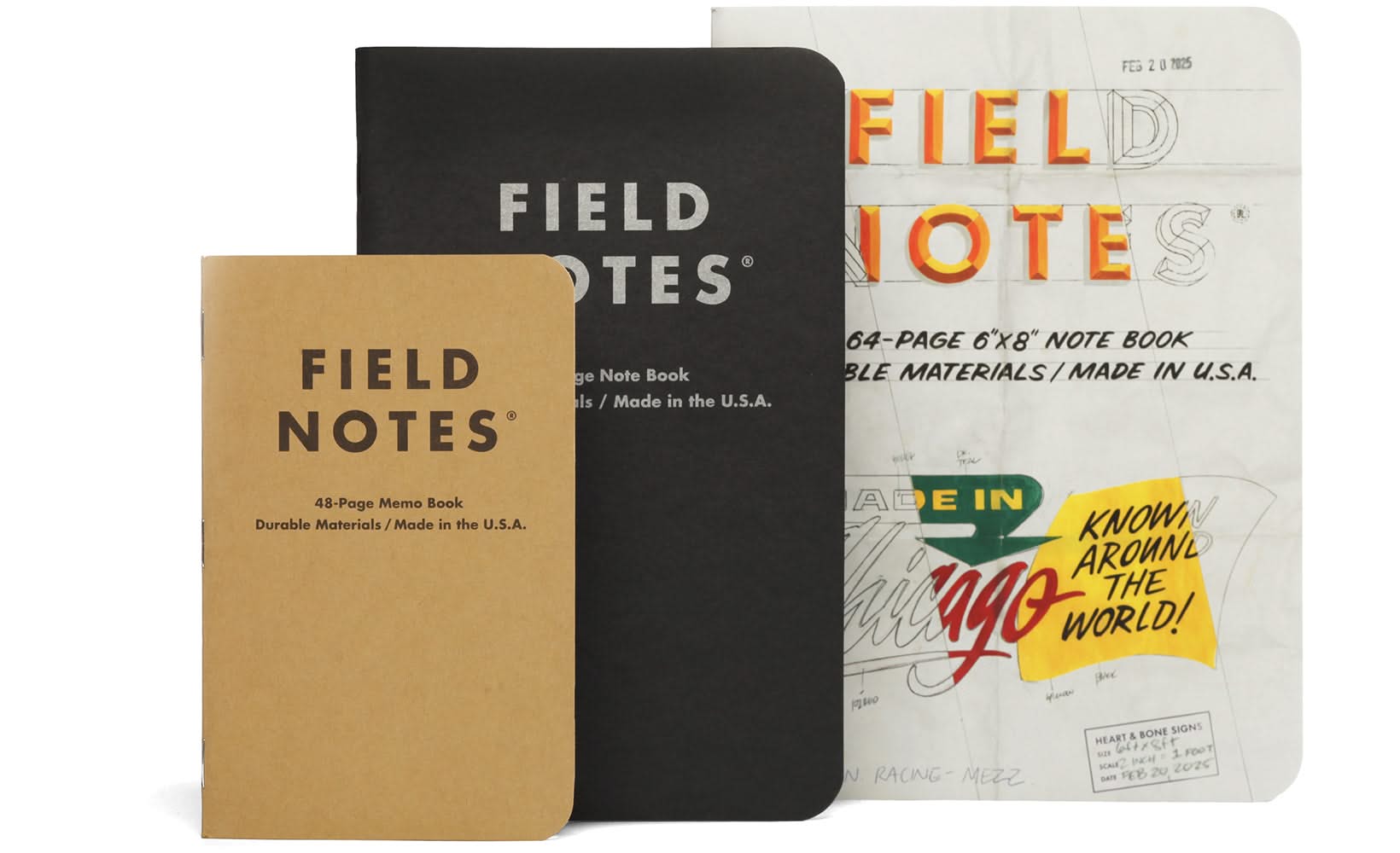 Field Notes "The Chicago Look" 2 pack notebooks, size comparison photo