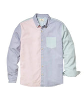 Marine Layer California Oxford shirt in multi color block, flat lay view