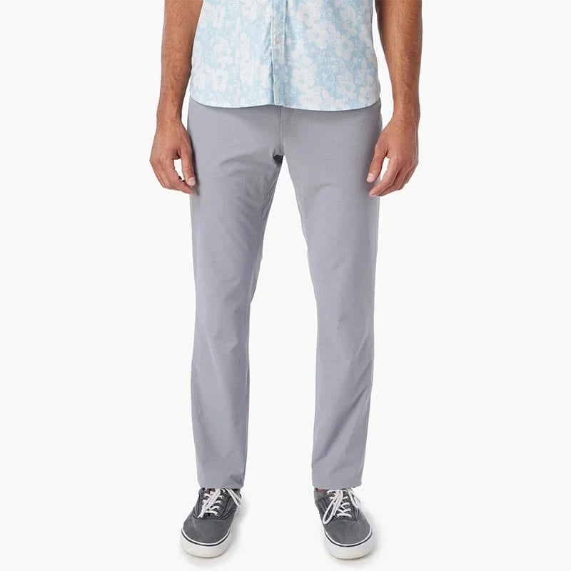 Model Wearing Fair Harbor Compass Pant in Grey, Front View