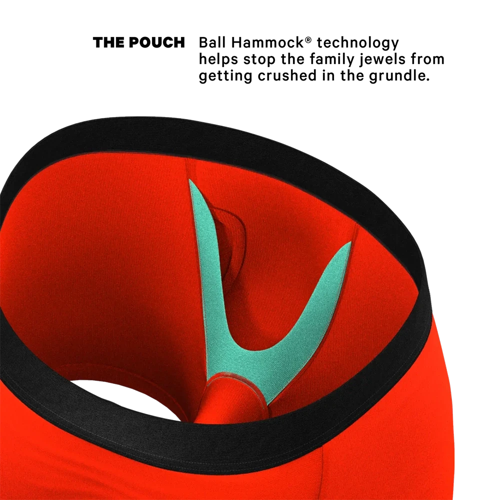 Interior view of Ball Hammock® pouch showing supportive inner design in red and teal, premium men's underwear from The Simple Man.