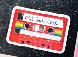 red cassete tape sticker