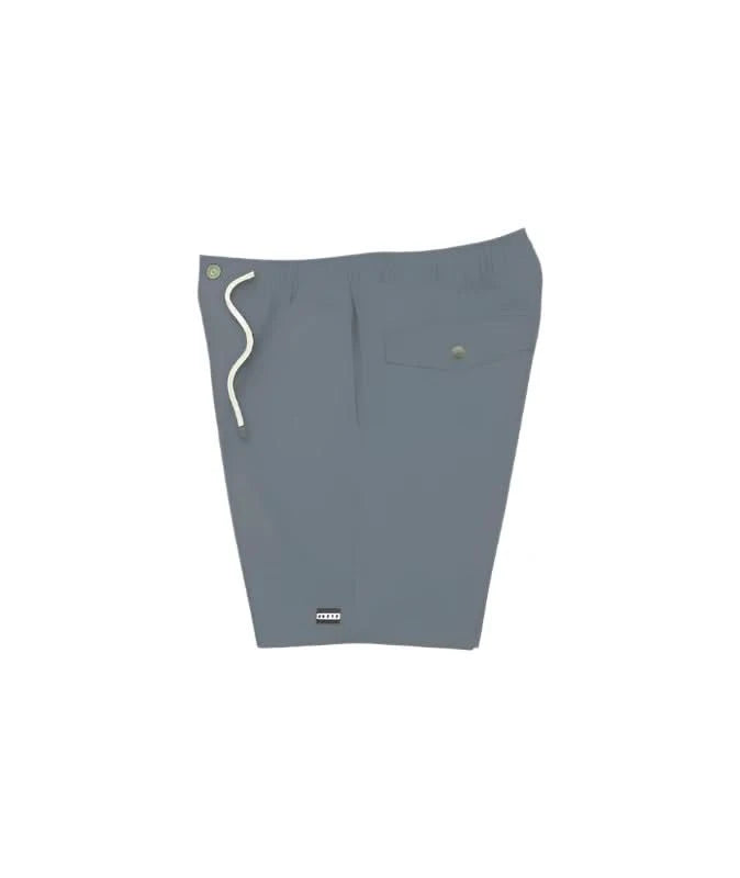 Jetty Creek Walkshort in storm color, left side flat lay view