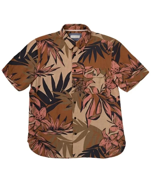 Ace Rivington Double Gauze Cotton shirt in Camo, flat lay view