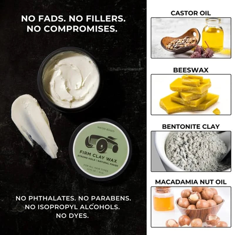 Brightside Firm Clay Wax, info graphic detailing ingredients