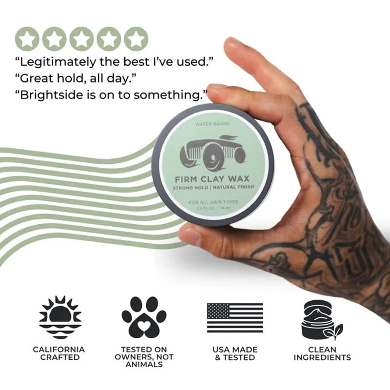 Brightside Firm Clay Wax, info graphic detailing reviews