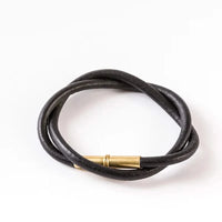 Tres Cuervos Flint double wrap Bracelet with .22 shell magnetic closer in Black leather