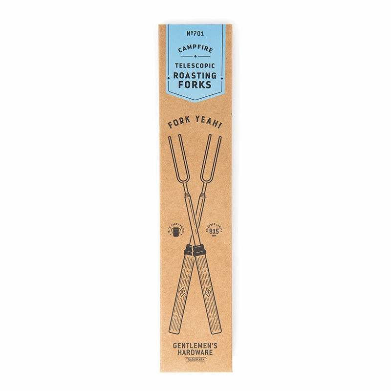  Gentlemen's Hardware telescoping roasting forks and black carrying pouch in the cardboard package