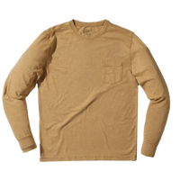 Grayers Garment dyed long sleeve tee in dijon color, flat lay view