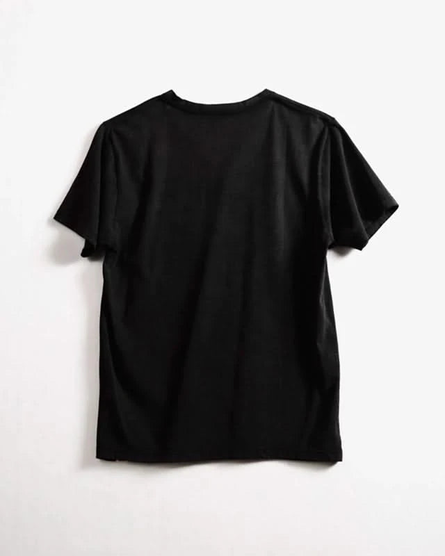 Iron & Resin Logo T-short in black, rear  flat lay view