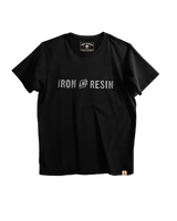 Iron & Resin Logo T-short in black, front flat lay view