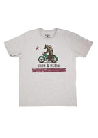 Iron & Resin Moto bearT-shirt in Heather Grey, flat lay front view