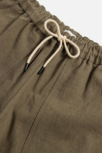 Bridge & Burn Noah Shorts in Olive color, flat lay close up fabric detail  view