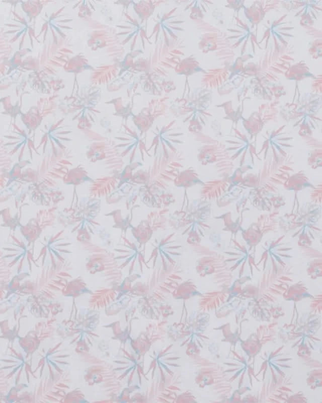 Flag & Anthem Pasadena Toucan Polo in white/coral color, close up pattern detail