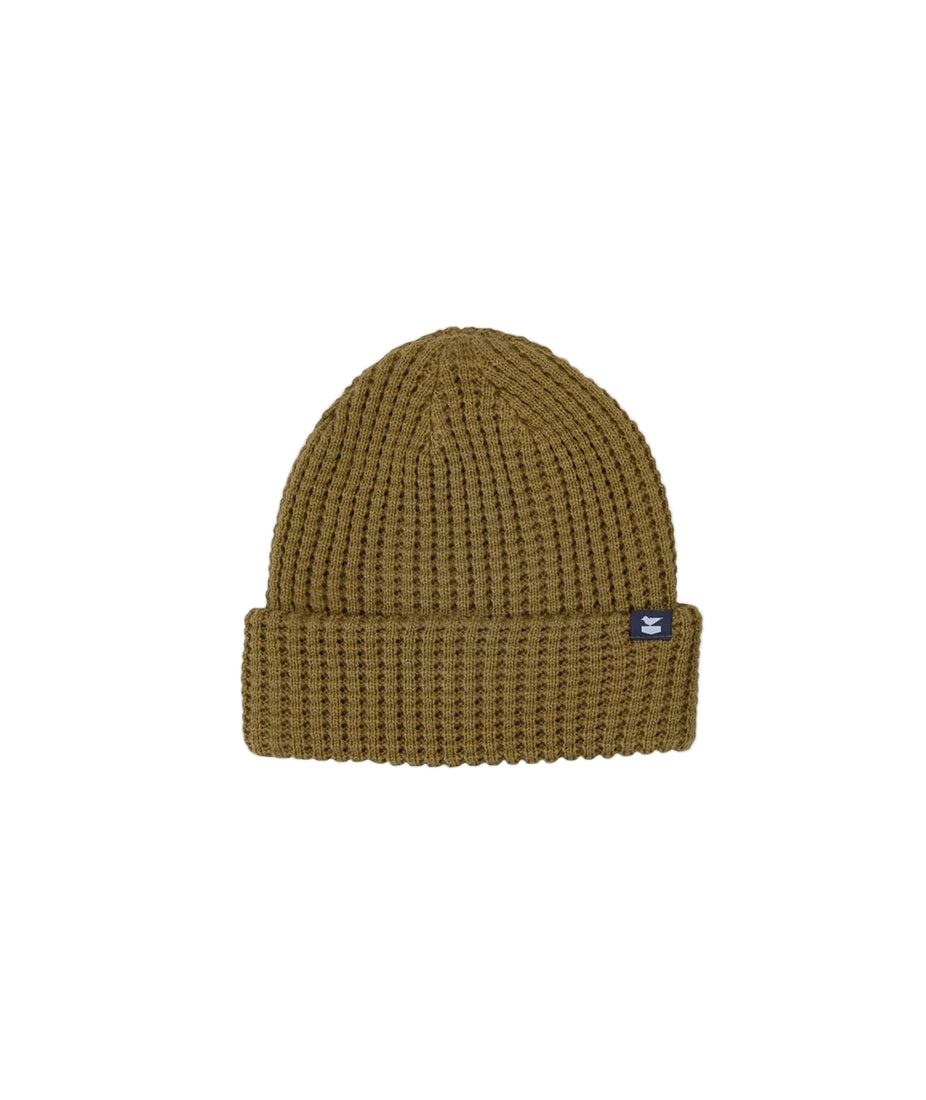 Prowl beanie in Mustard Color,flat lay on white background