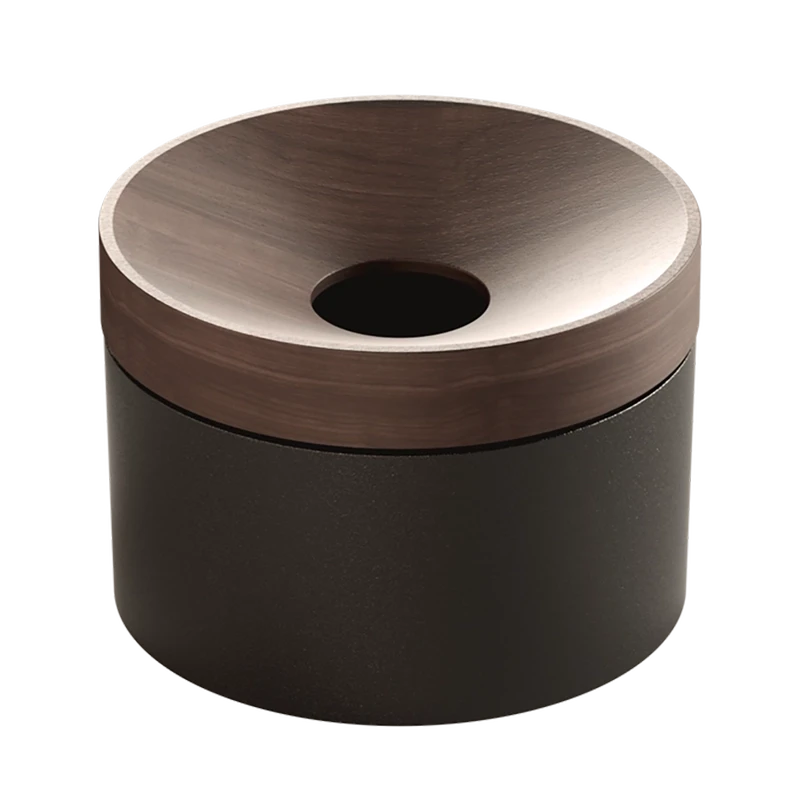 Modern black Revov Magnetic Coin Storage with dark wood lid, perfect for organizing change or small essentials. Minimalist design made with premium materials.