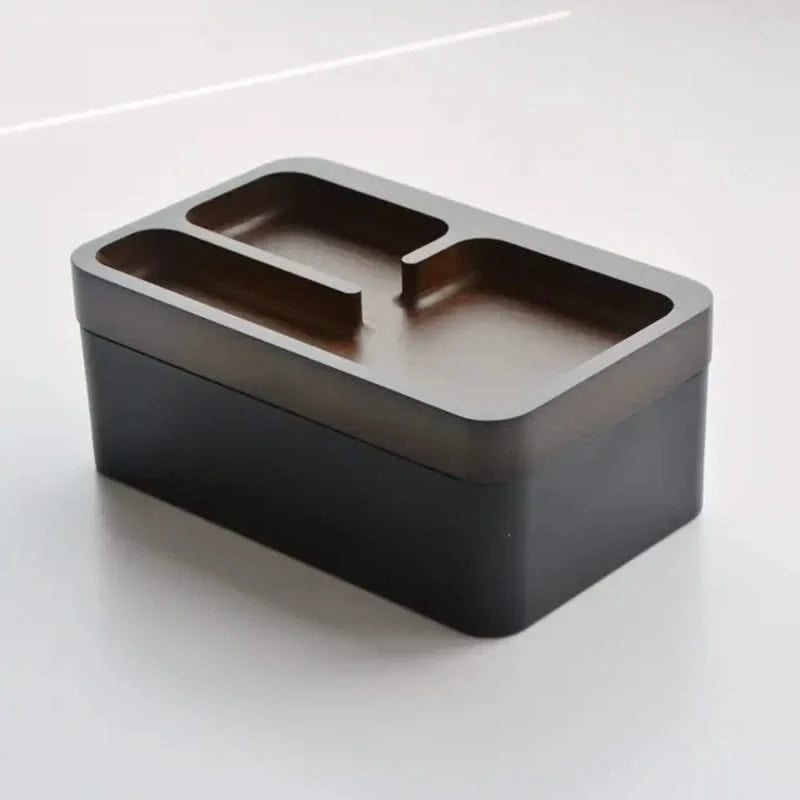 Revov Rotating Tray box in black, shown empty without everyday carry items.