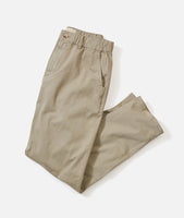 Saturday Athletic Fit Twill Chino in khaki – men's organic cotton stretch chino pants with elastic waistband and button fly, available at The Simple Man