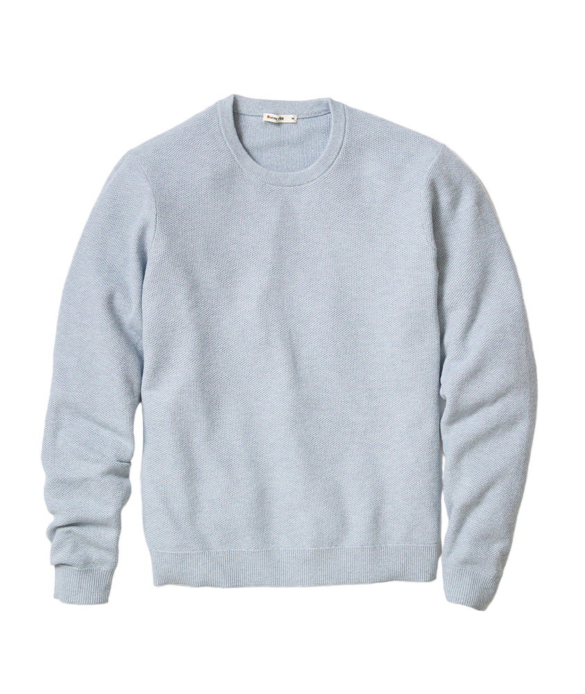 Flat lay of Misty Heather long sleeve sweater tee made from cotton, Merino wool, and nylon blend