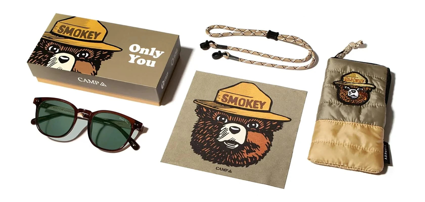 Camp Topo Sunglasses in Clay/Smokey Bear, with g15 Polarized lenses, expanded packaging view