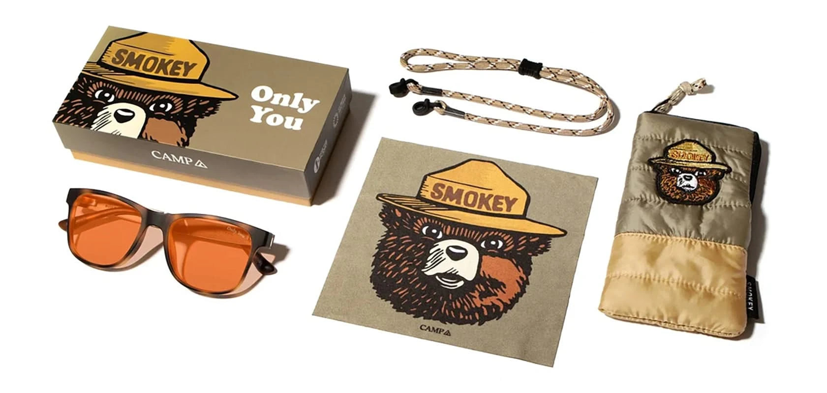 Camp Trail Sunglasses, smokey Bear limited edition, glasses and packing photo