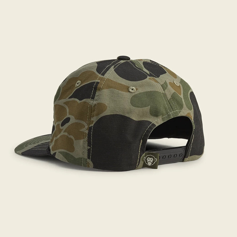 Howler Brothers Script camo snapback hat, rear view