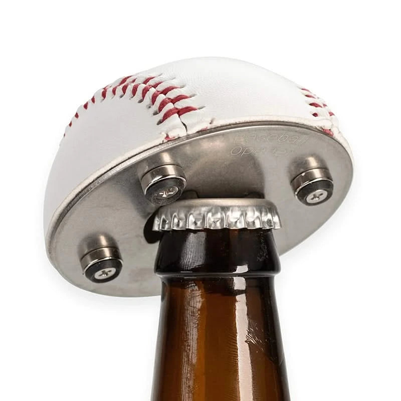 Baseball Bottle opener on top of a bottle