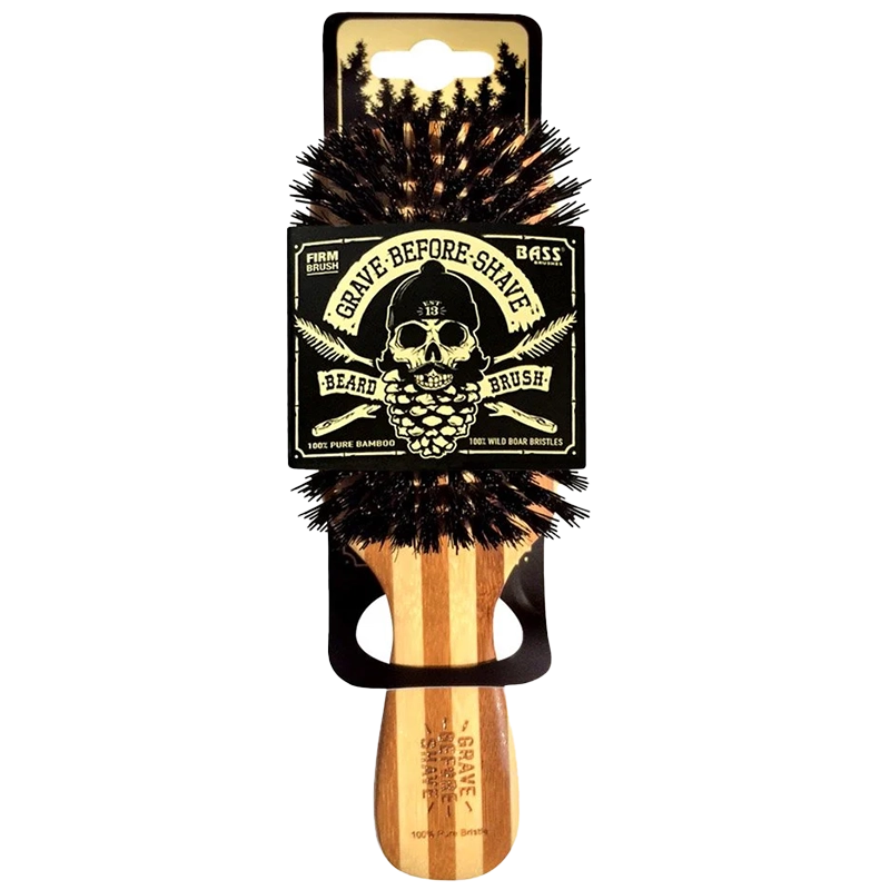 Grave Before shave Boar Bristle Beard Brush, Front View