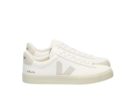 Veja Campo Leather Sneakers in White and Natural – Side View