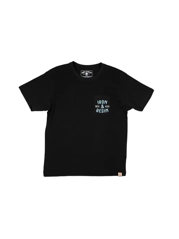 Iron & Resin Grizzly Surf Pocket T-shirt in Black, front  view