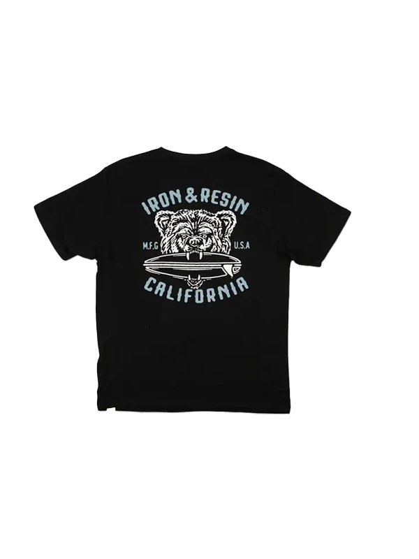 Iron & Resin Grizzly Surf Pocket T-shirt in Black, back view