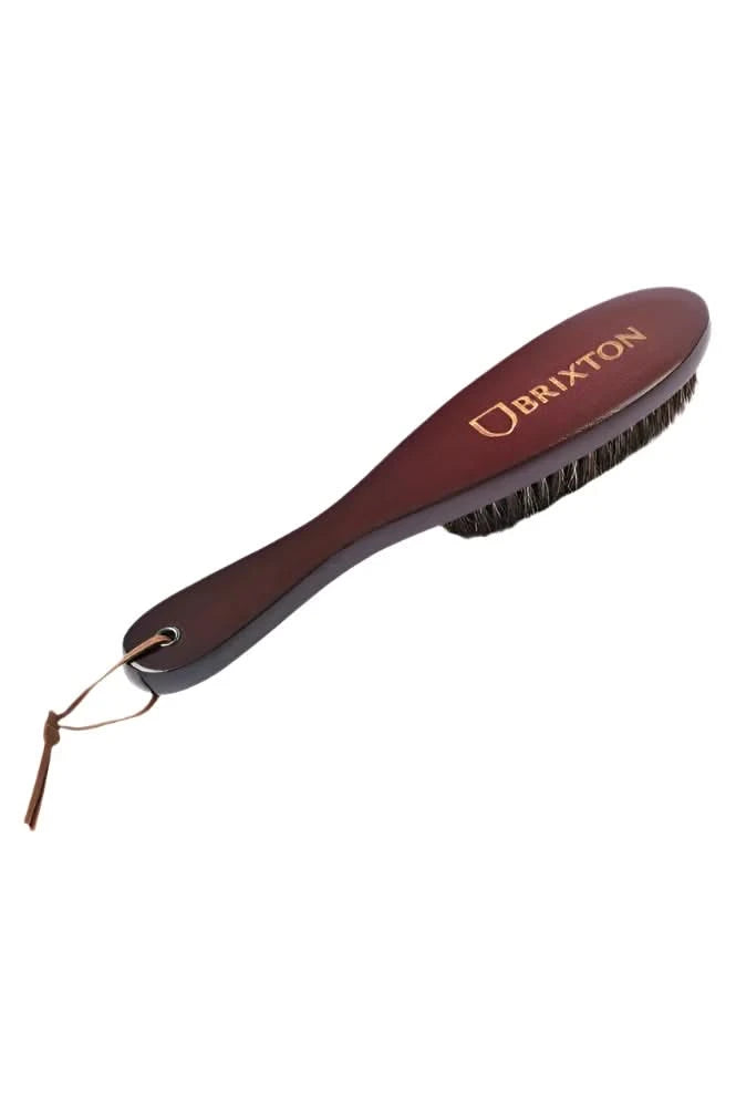 Brixton hat brush with logo – dark wood handle and boar bristles