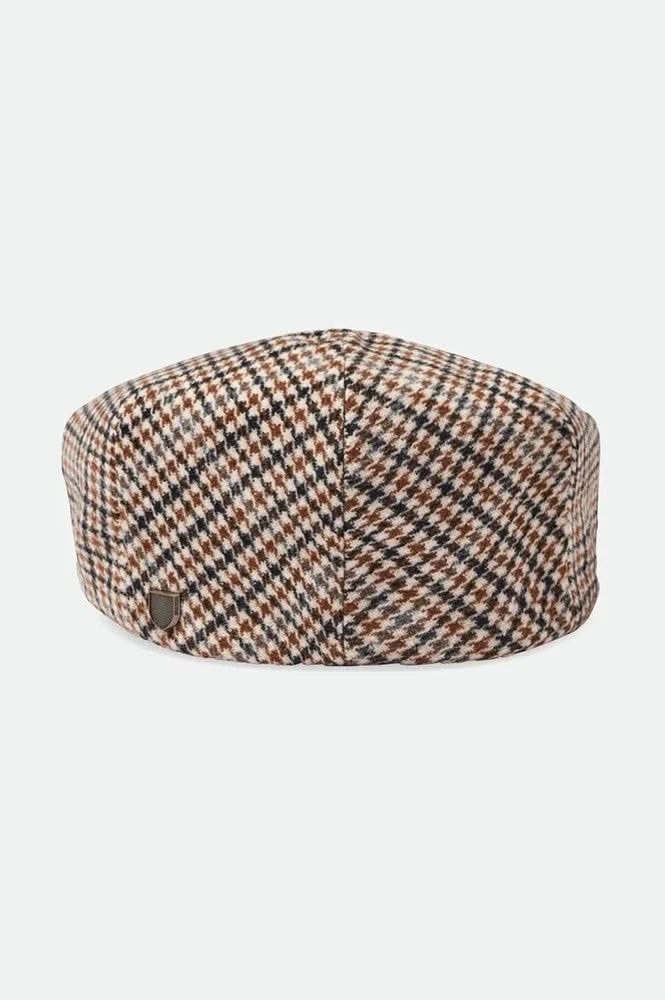 Back view of Brixton Hooligan Snap Cap in houndstooth pattern with metal logo pin