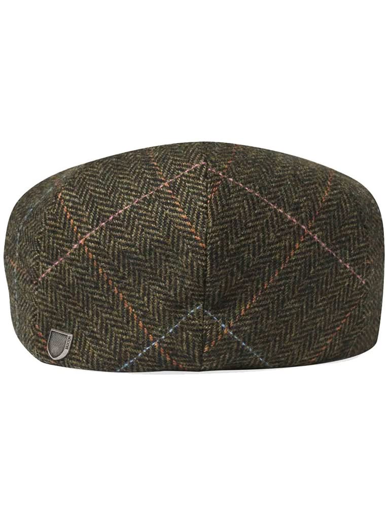 Back view of green Brixton Hooligan Snap Cap with signature metal crest pin