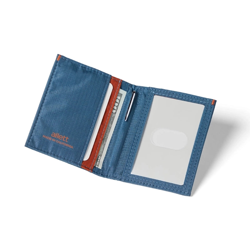 Allett Hybrid Card wallet in Indigo Blue, Open front view