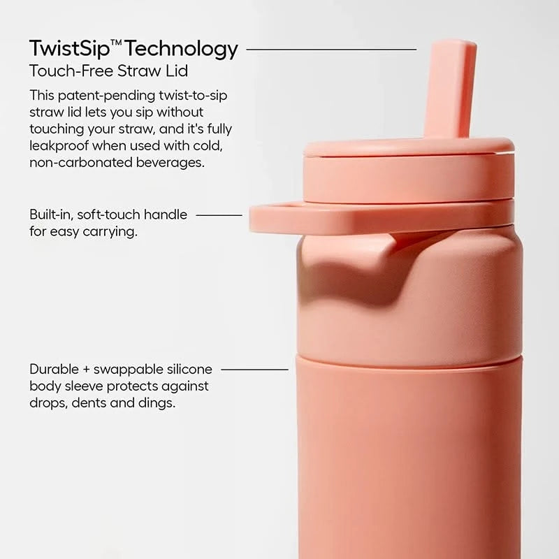 Brumate Rotera hydration Bottle in Matte Black call out graphic with product details