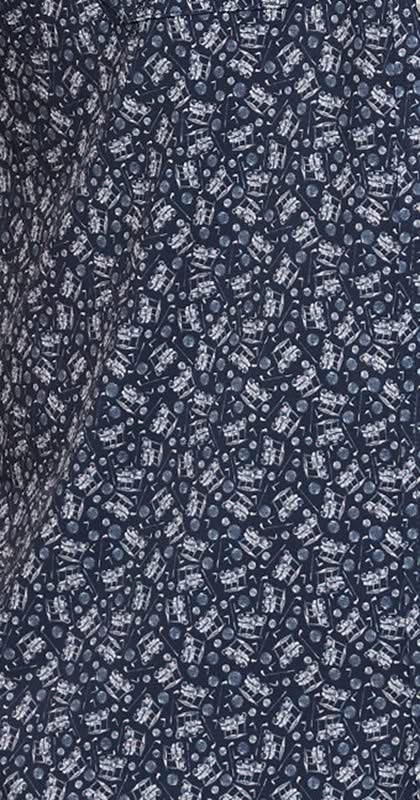 Flag & Anthem Sutherland Golf cart Print polo, in Navy, close up detail