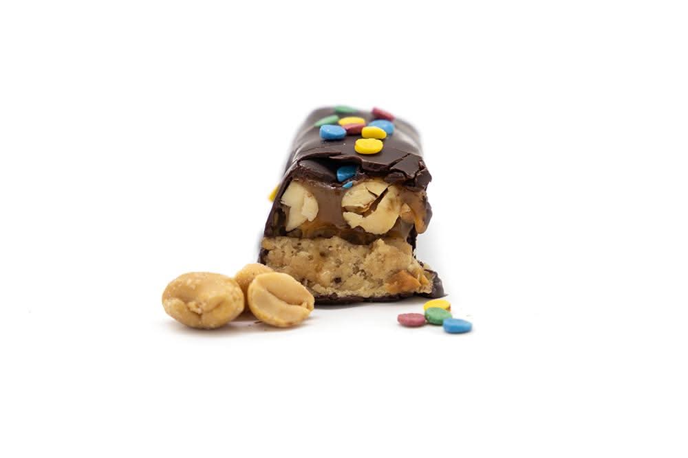 Mayana Pride Bar Mini, shown in the without the wrapper cut in half