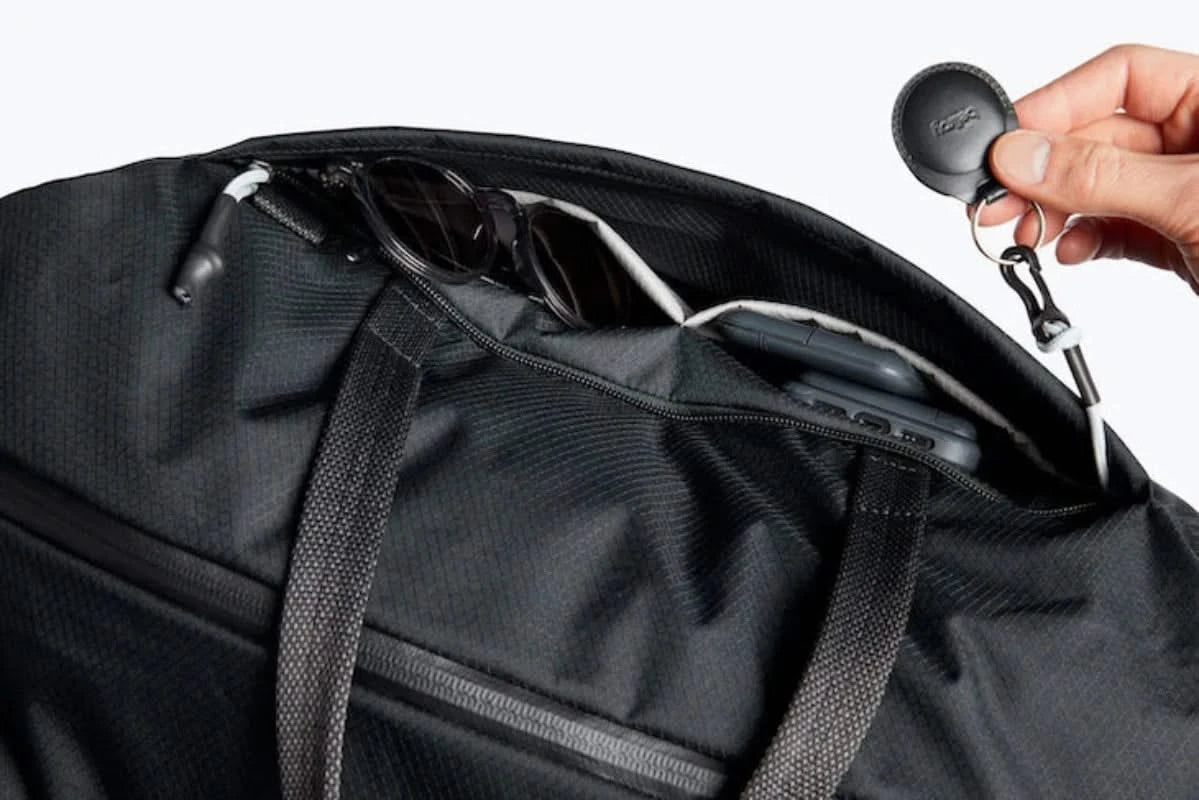 Bellroy Lite Duffel In Shadow colorway, showing top side of the bag