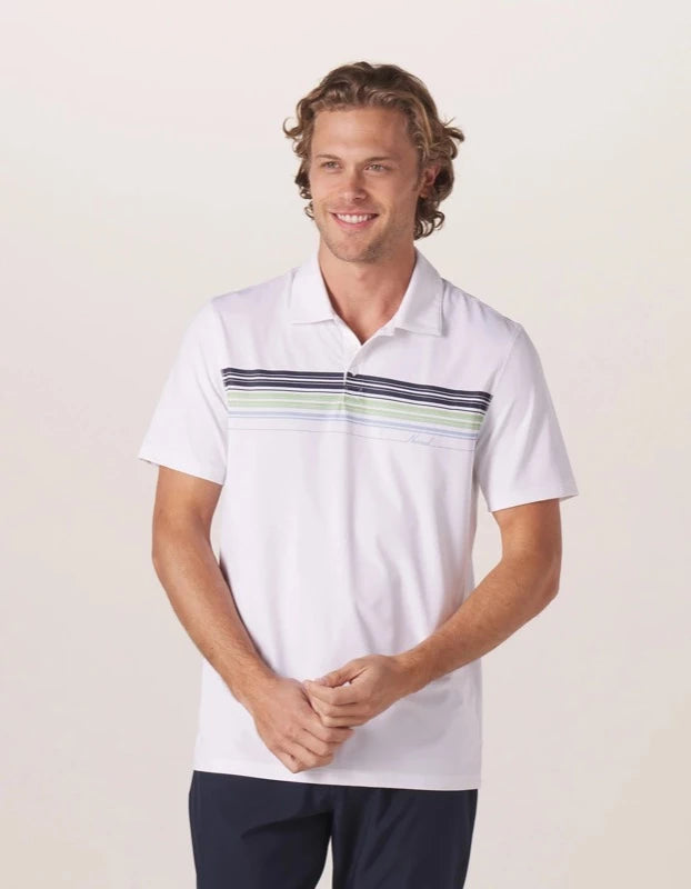 The Normal Brand Normal Script Performance Polo shirt in White - front View