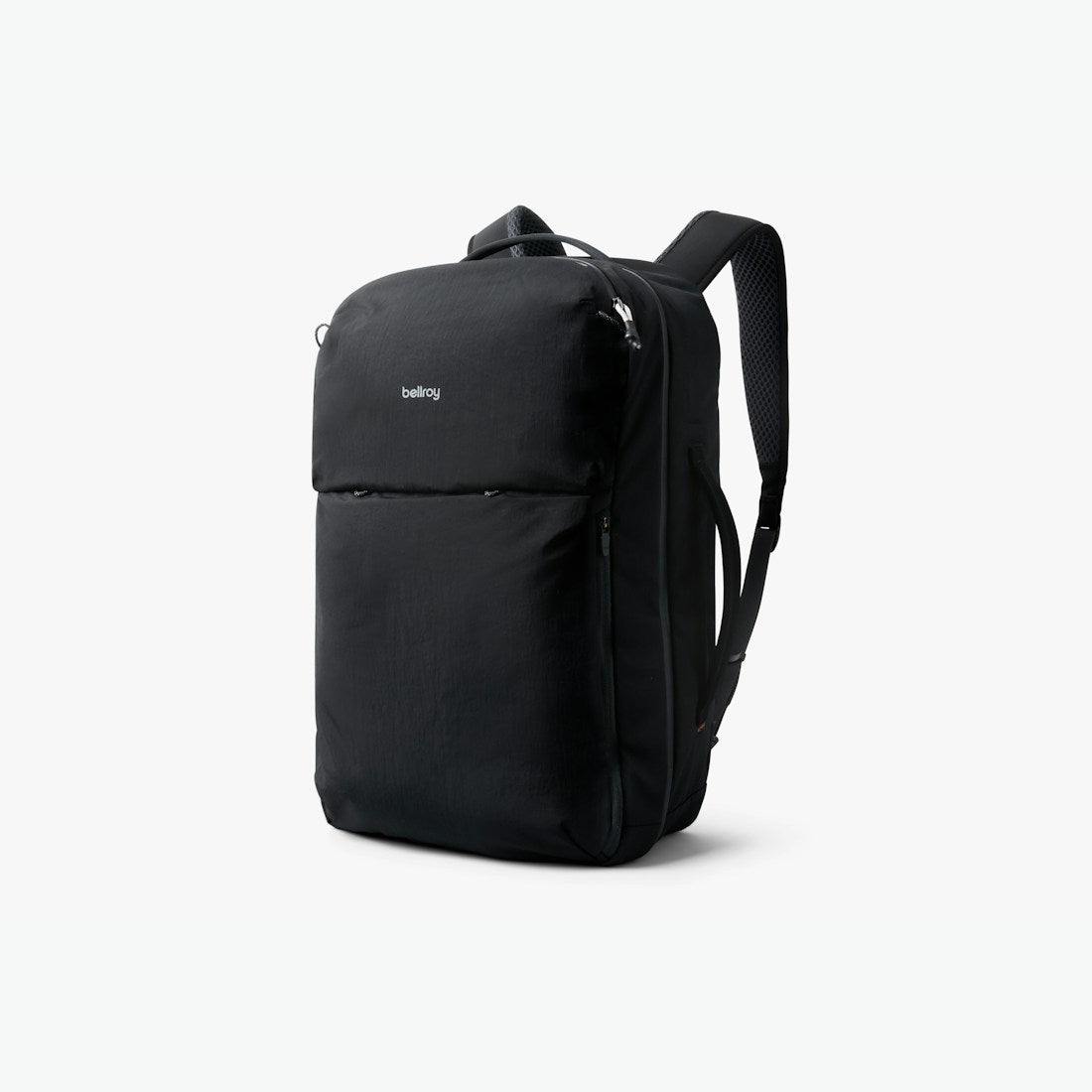 Bellroy Lite Travel Pack 38L carry-on backpack in Black, front three-quarter view - The Simple Man