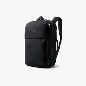 Bellroy Lite Travel Pack 38L carry-on backpack in Black, front three-quarter view - The Simple Man